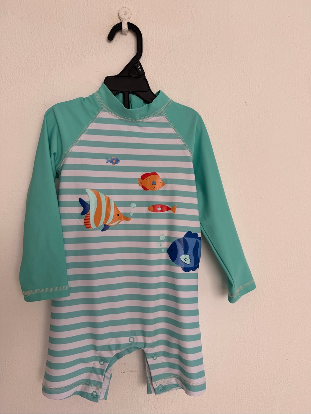 Little Me Mint Green Long-Sleeve Rashguard One-Piece bathingsuit